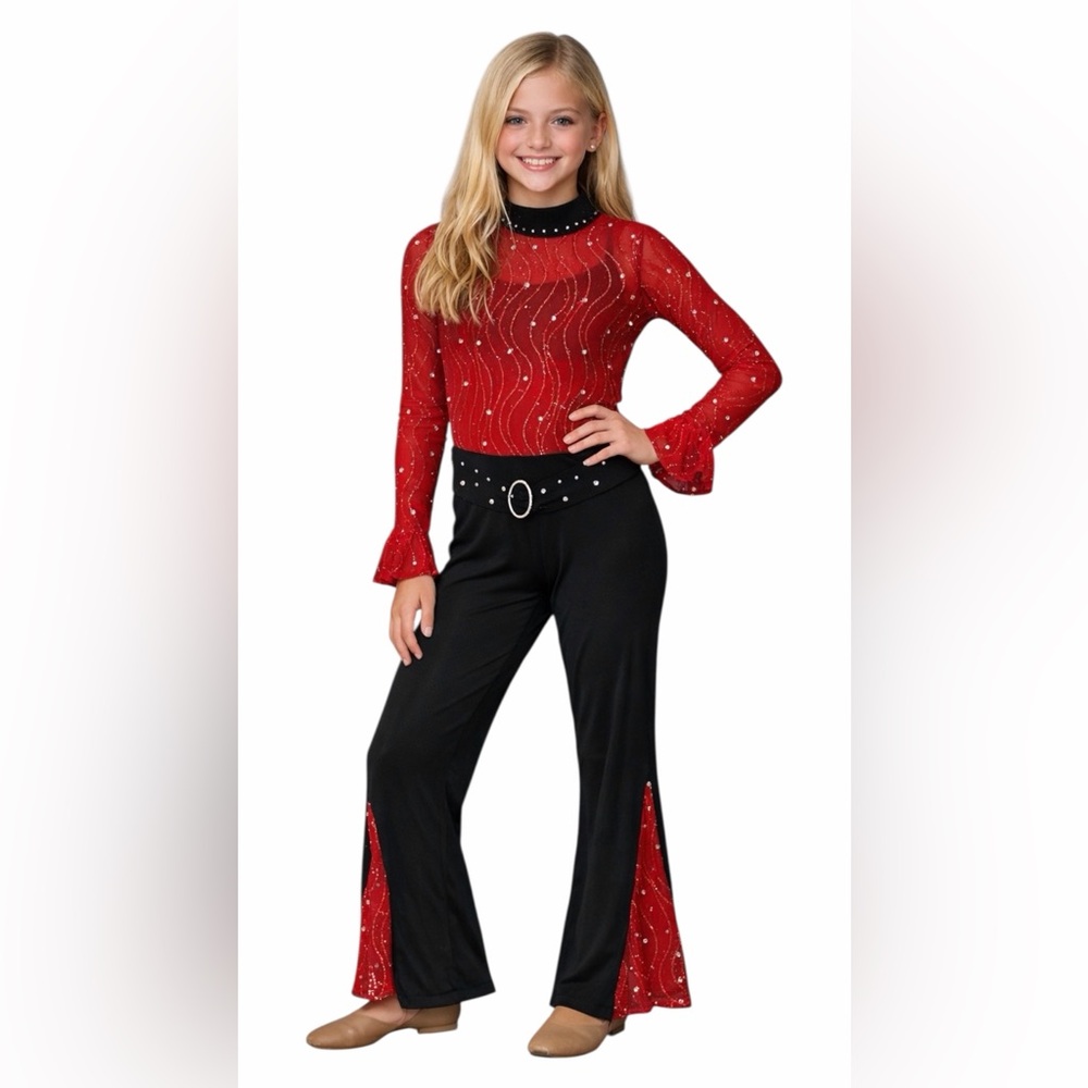 Spanish Flamenco Dance Costume Child Large Rhinestone Competition Skate Jazz